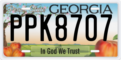GA license plate PPK8707