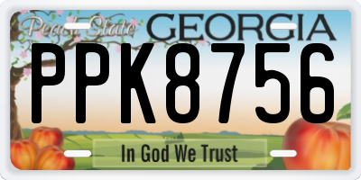 GA license plate PPK8756