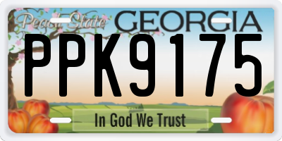 GA license plate PPK9175
