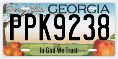 GA license plate PPK9238
