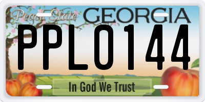 GA license plate PPL0144
