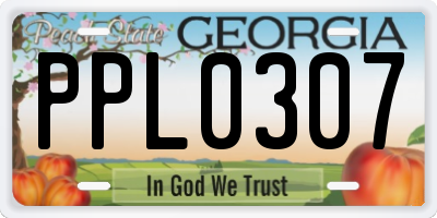GA license plate PPL0307