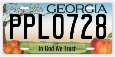 GA license plate PPL0728