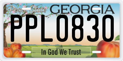 GA license plate PPL0830