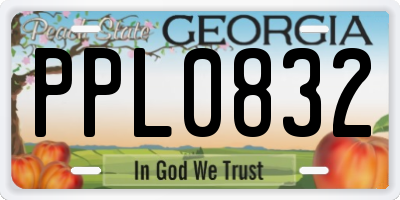 GA license plate PPL0832