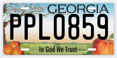 GA license plate PPL0859