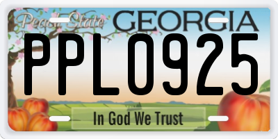 GA license plate PPL0925