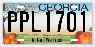 GA license plate PPL1701