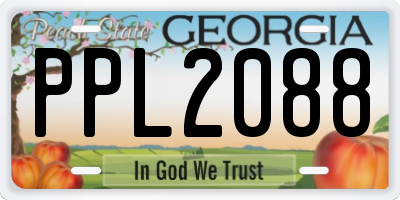 GA license plate PPL2088
