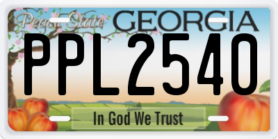 GA license plate PPL2540