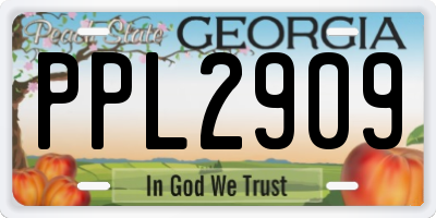 GA license plate PPL2909