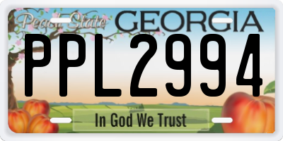 GA license plate PPL2994