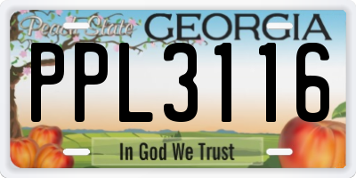 GA license plate PPL3116