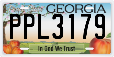 GA license plate PPL3179