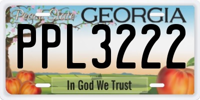 GA license plate PPL3222