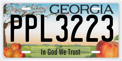 GA license plate PPL3223