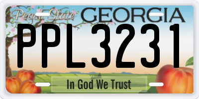 GA license plate PPL3231