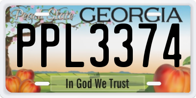 GA license plate PPL3374
