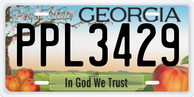 GA license plate PPL3429