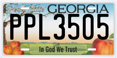 GA license plate PPL3505