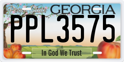 GA license plate PPL3575