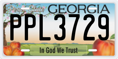 GA license plate PPL3729