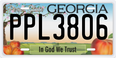 GA license plate PPL3806