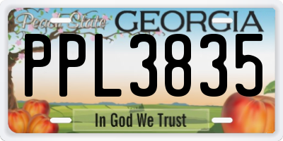 GA license plate PPL3835