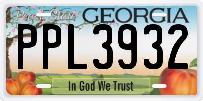 GA license plate PPL3932