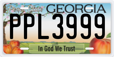 GA license plate PPL3999