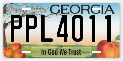 GA license plate PPL4011