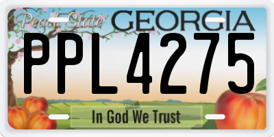 GA license plate PPL4275