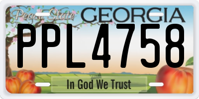 GA license plate PPL4758