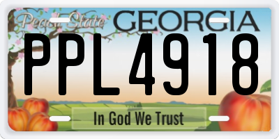 GA license plate PPL4918