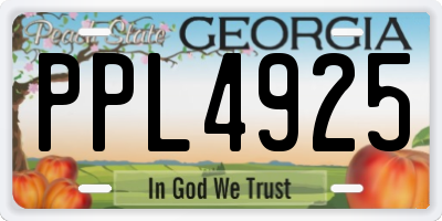 GA license plate PPL4925