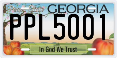 GA license plate PPL5001