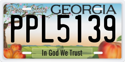 GA license plate PPL5139