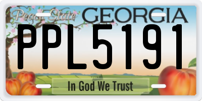 GA license plate PPL5191