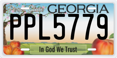 GA license plate PPL5779