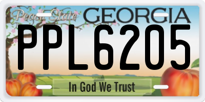 GA license plate PPL6205