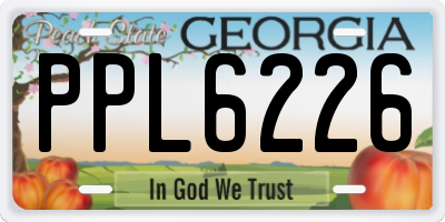 GA license plate PPL6226