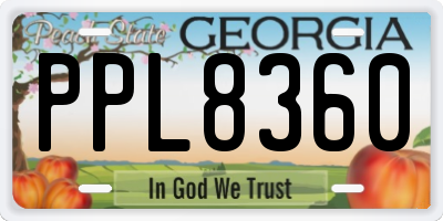 GA license plate PPL8360