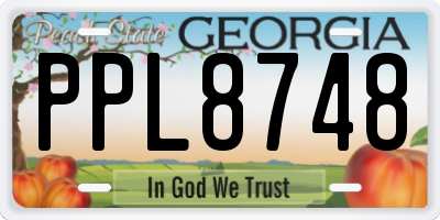 GA license plate PPL8748