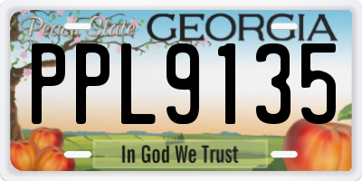 GA license plate PPL9135