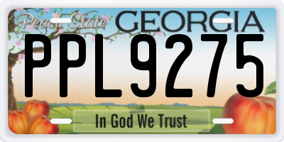 GA license plate PPL9275