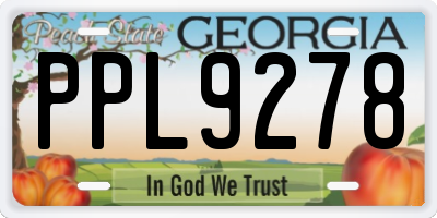 GA license plate PPL9278