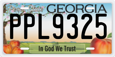 GA license plate PPL9325