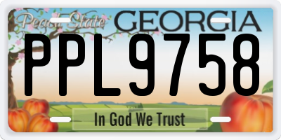 GA license plate PPL9758