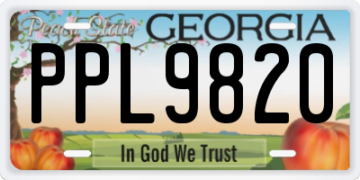 GA license plate PPL9820