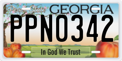 GA license plate PPN0342